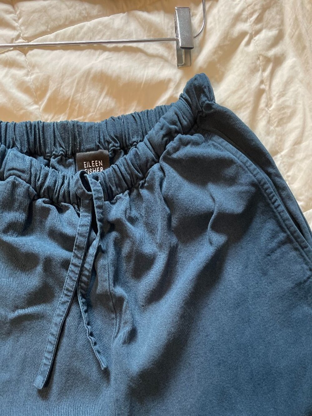 Eileen Fisher Twill Tencel Cotton small blue pants elastic drawstring - Picture 3 of 9